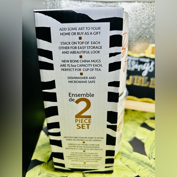 NEW BONE CHINA MUGS, SET OF 2 NWT! - Picture 2 of 2